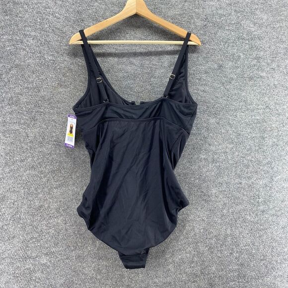 New Anne Cole Swim Suit Women 2XL Black Push Up Lined Sleeveless Wide Strap - Picture 2 of 8